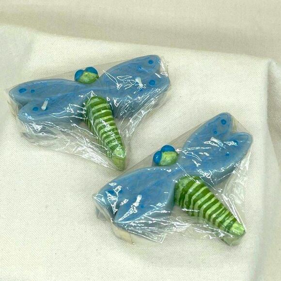 Candles Lot of 2 Dragonfly Floating Candles Blue and Green - Picture 2 of 7